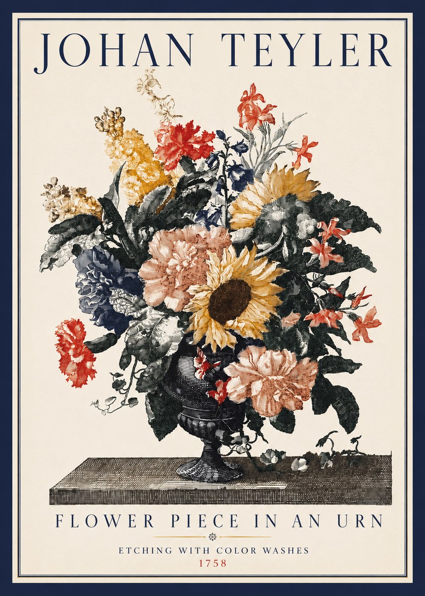 Johan Teyler Flower Piece in an Urn I No3 - Poster
