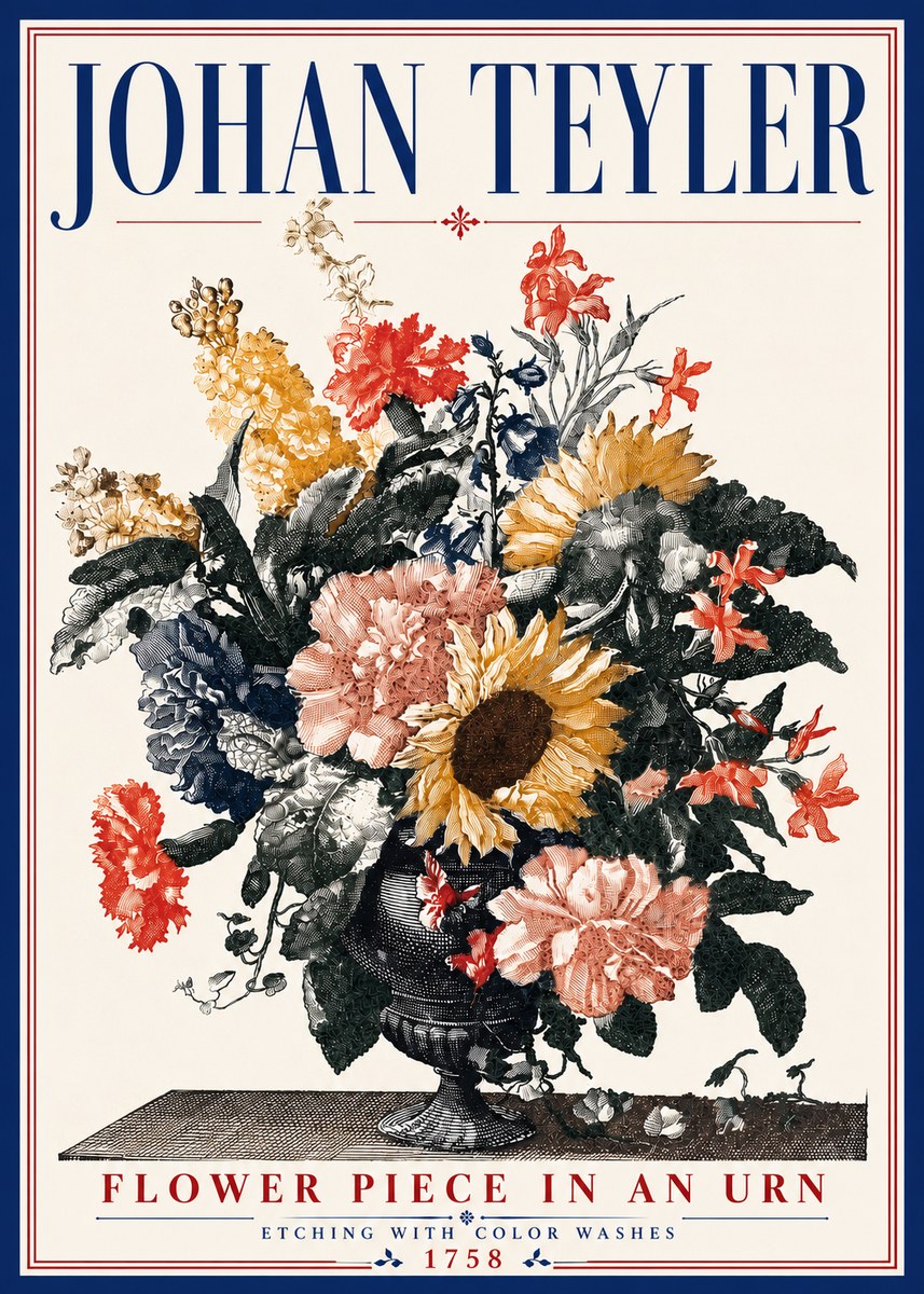 Johan Teyler Flower Piece in an Urn I No6 - Poster