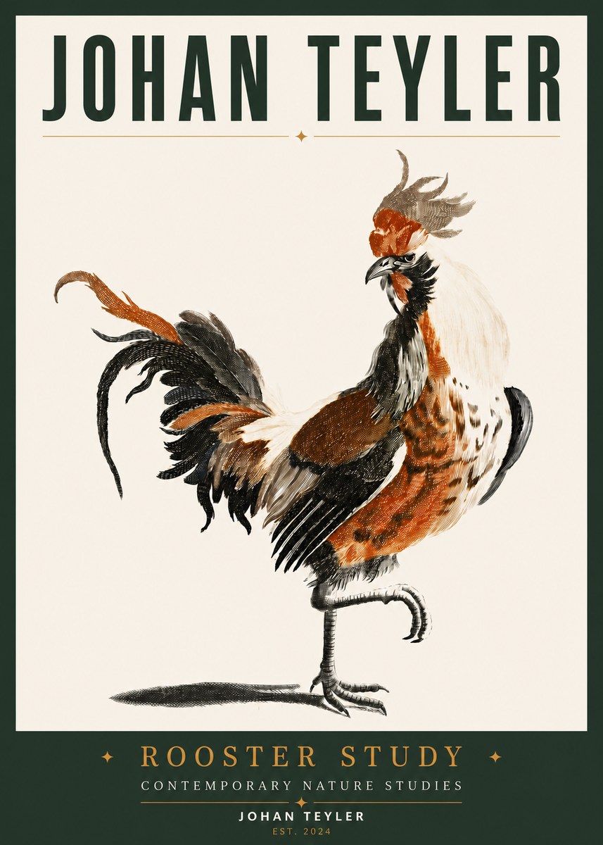 Johan Teyler Rooster Study No3 - Poster