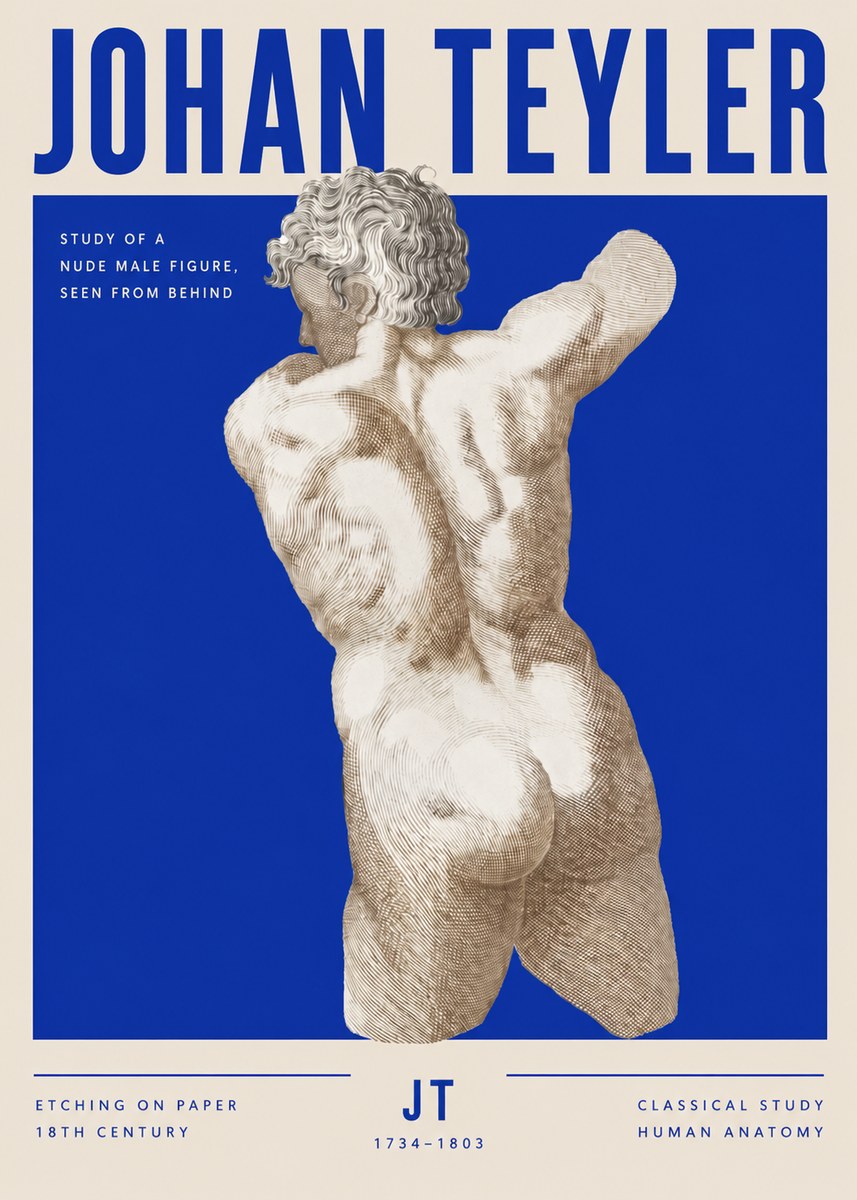 Johan Teyler Study of a Nude Male Figure, Seen from Behind No3 - Poster