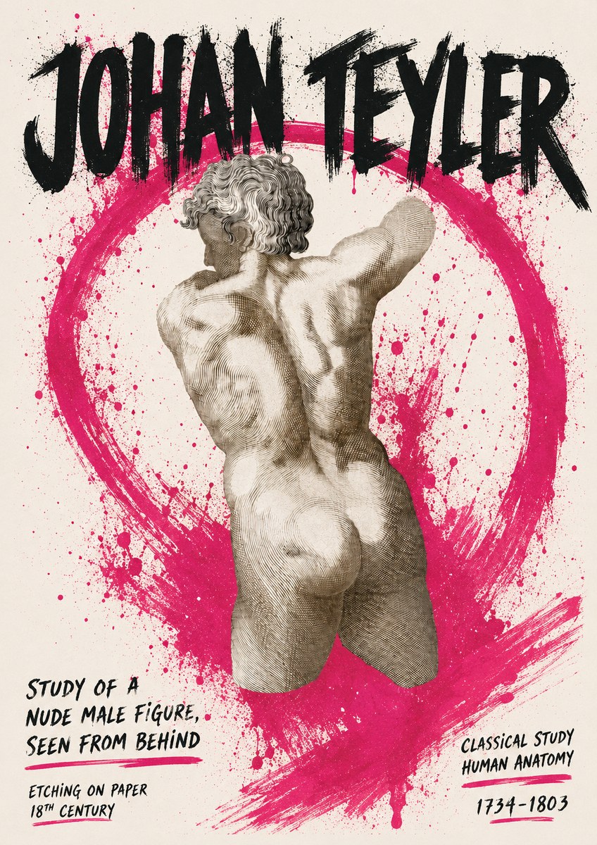 Johan Teyler Study of a Nude Male Figure, Seen from Behind No5 - Poster