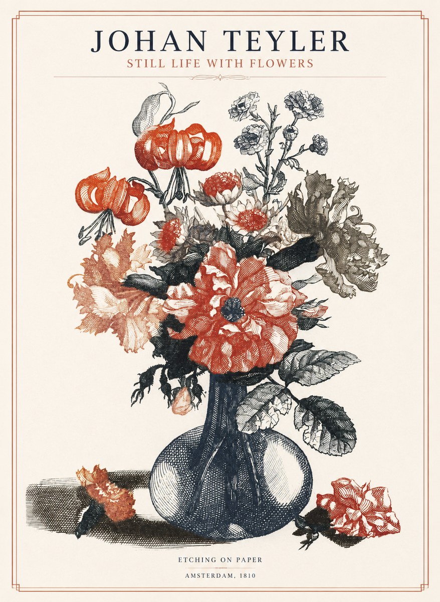 Johan Teyler Still Life with Flowers No1 - Poster