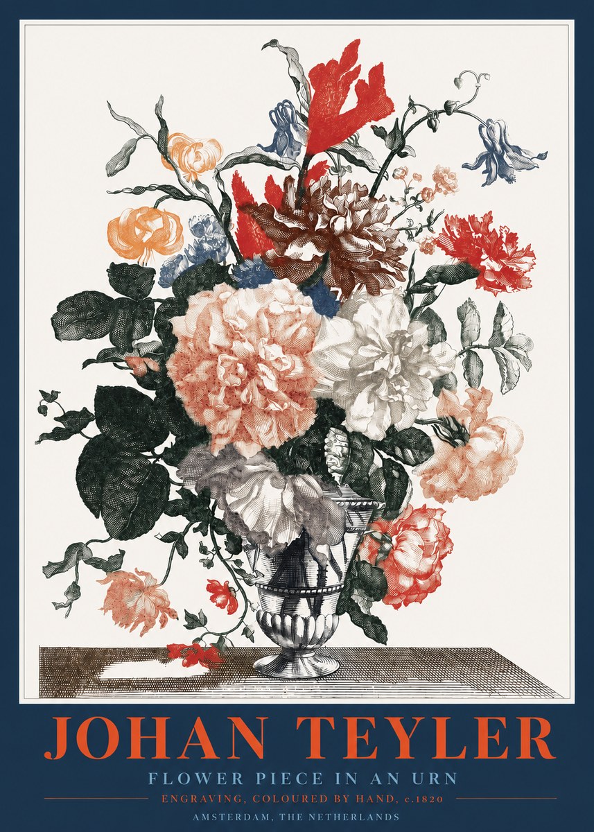 Johan Teyler Flower Piece in an Urn II No2 - Poster