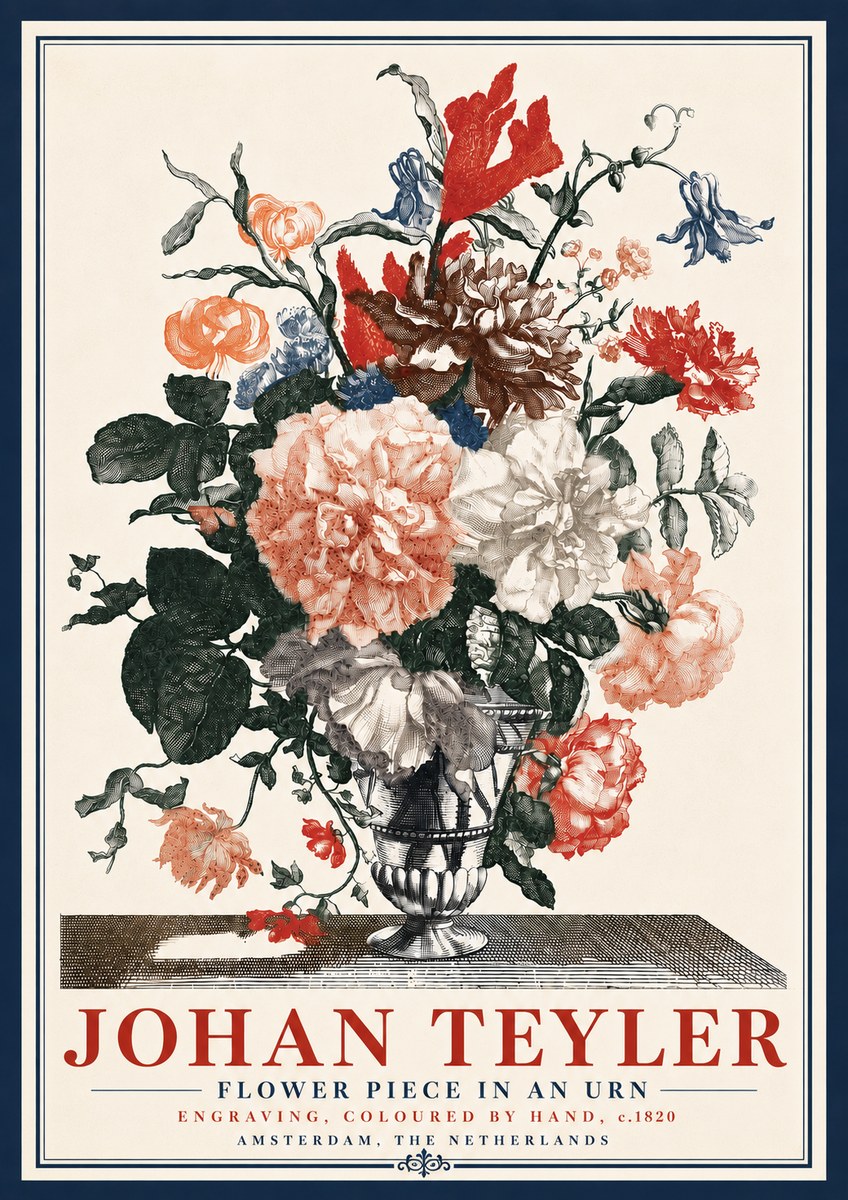 Johan Teyler Flower Piece in an Urn II No6 - Poster