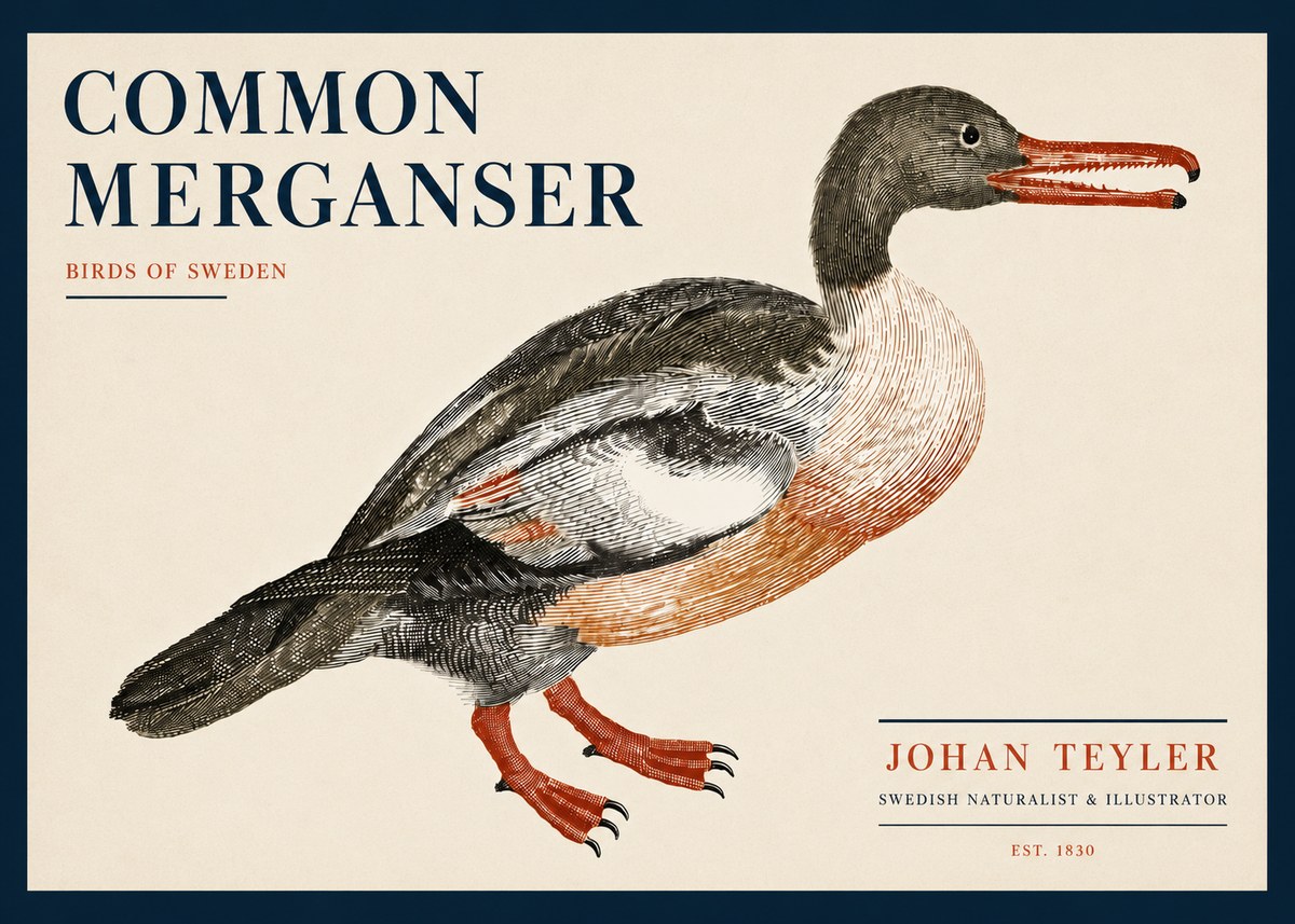 Johan Teyler Common Merganser No5 - Poster