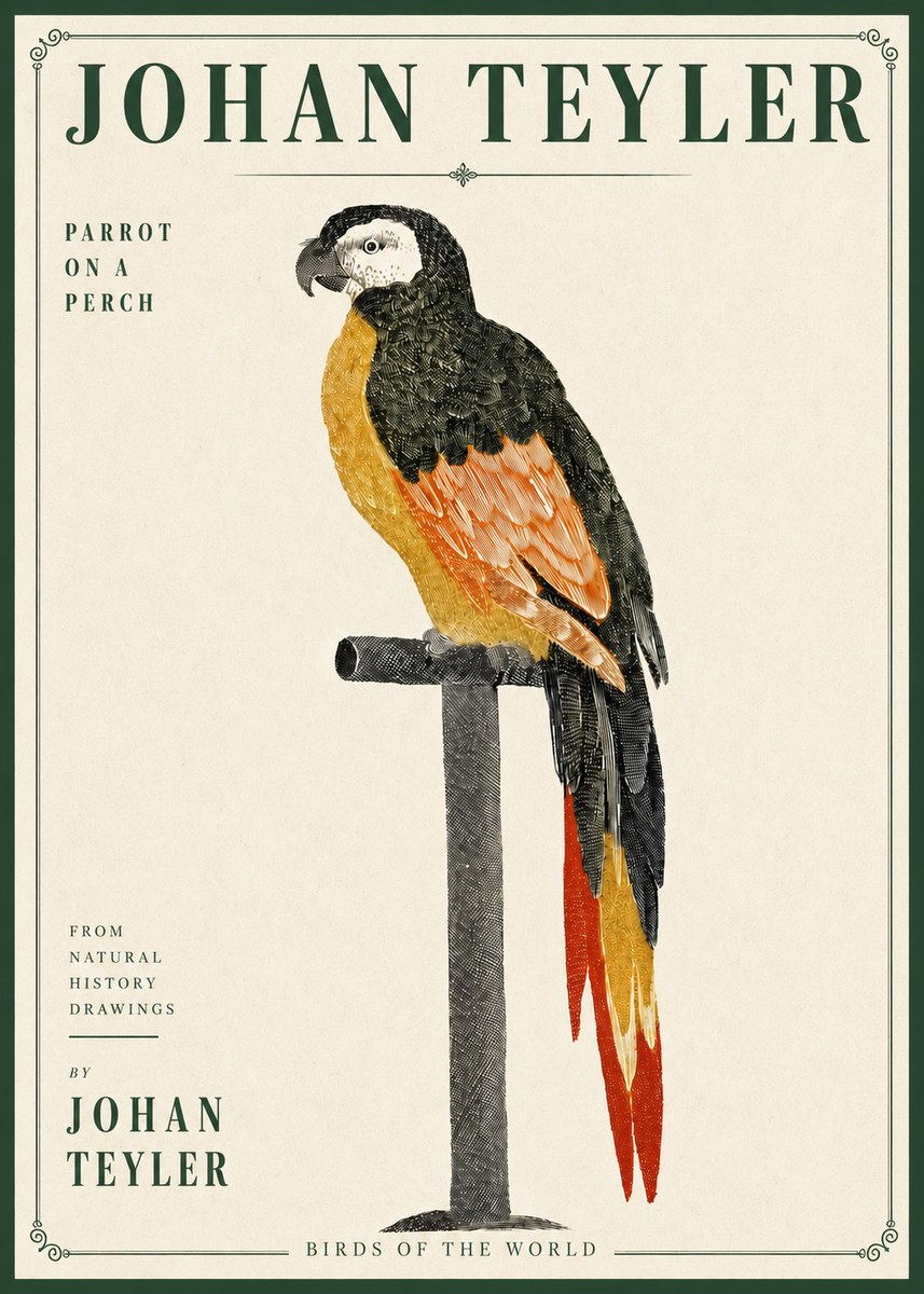 Johan Teyler Parrot on a Perch No4 - Poster
