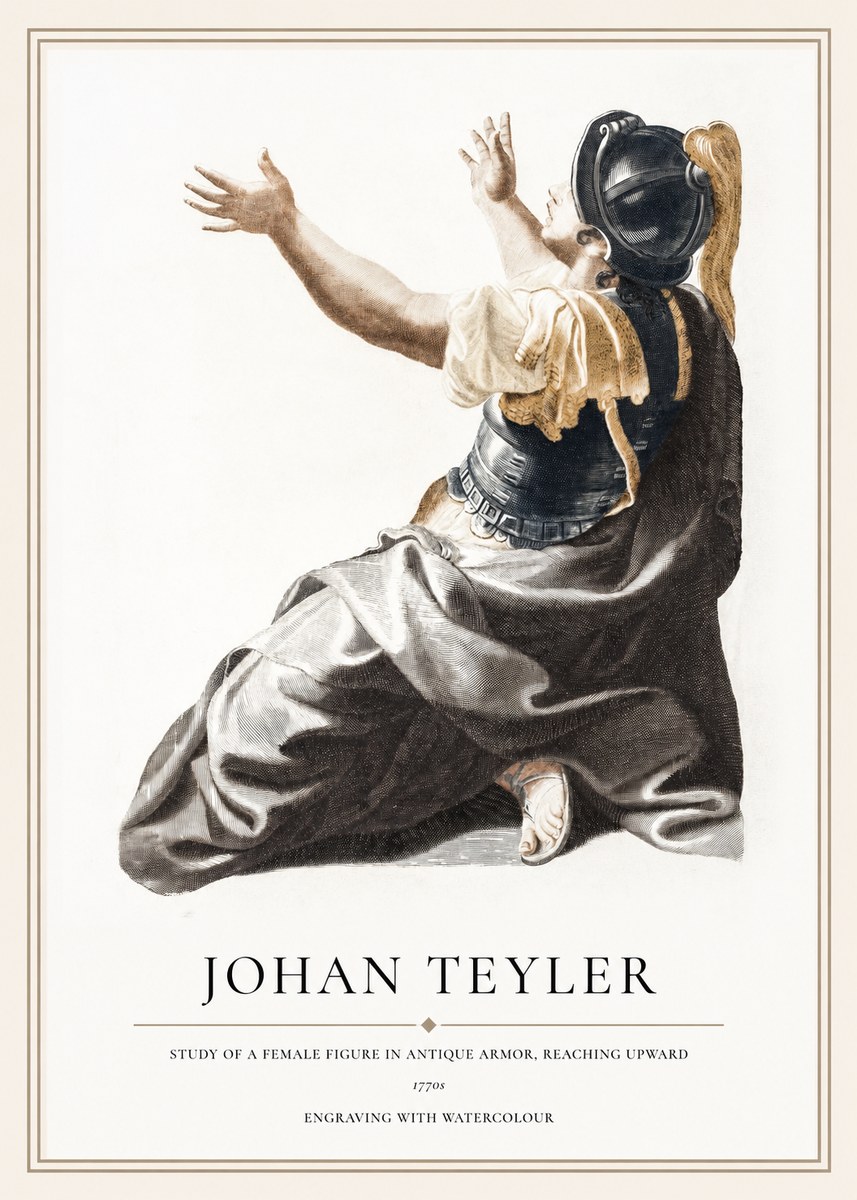 Johan Teyler Study of a Female Figure in Antique Armor, Reaching Upward No1 - Poster