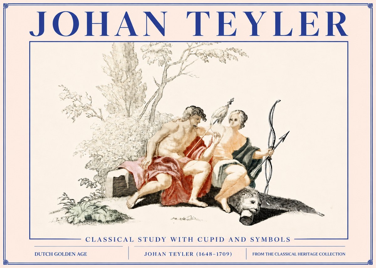 Johan Teyler Classical Study with Cupid and Symbols No3 - Poster