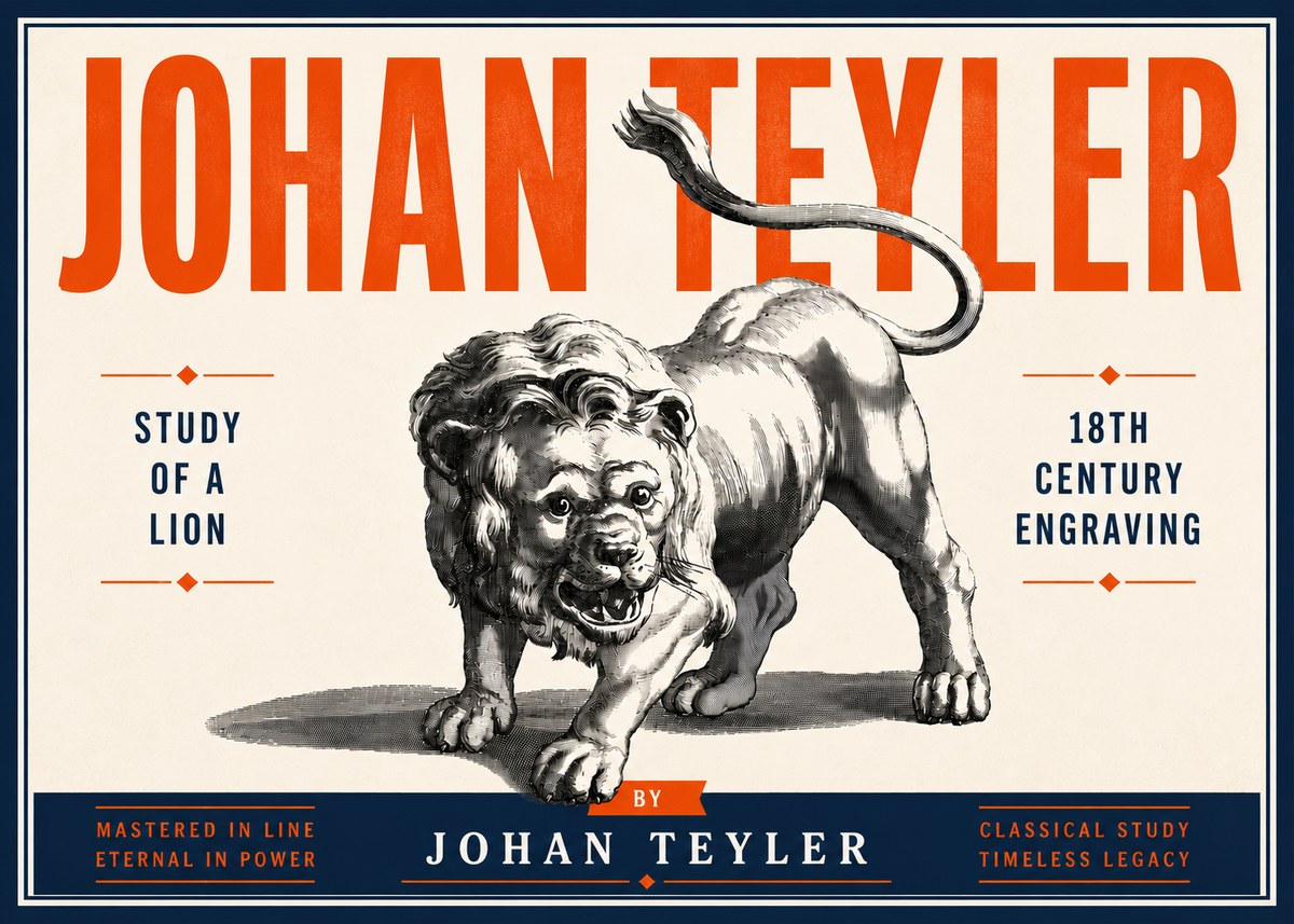 Johan Teyler Study of a Lion No6 - Poster