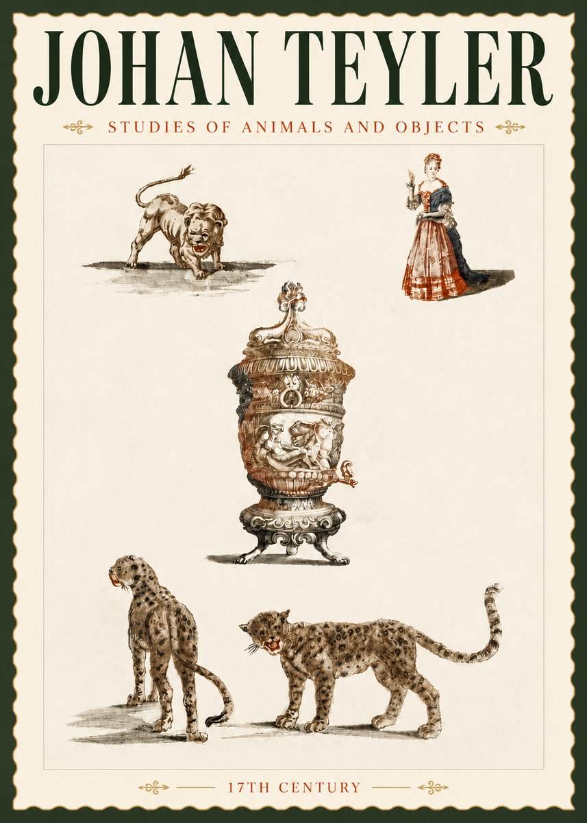 Johan Teyler Studies of Animals and Objects No5 - Poster