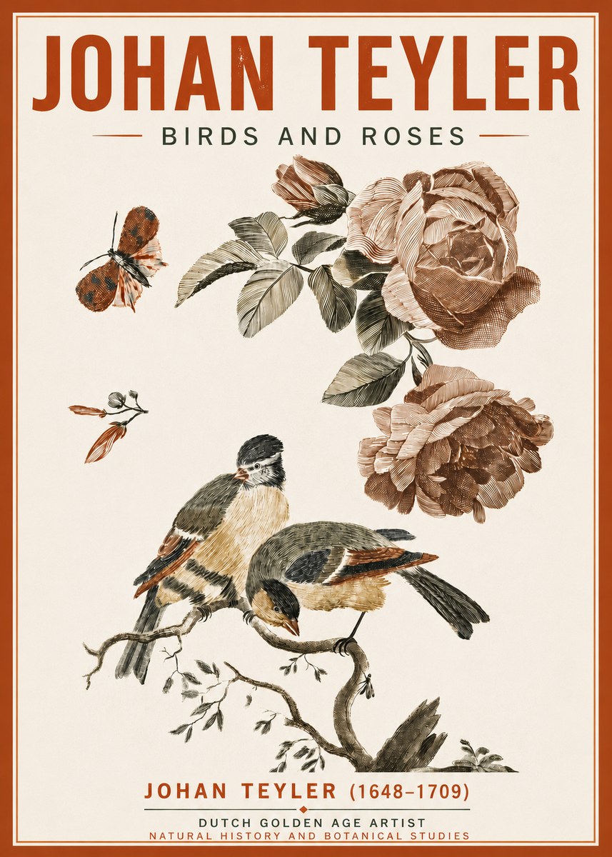 Johan Teyler Birds and Roses No5 - Poster