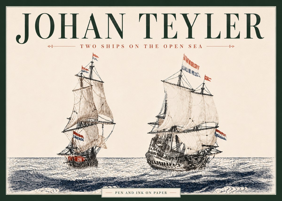 Johan Teyler Two Ships on the Open Sea No6 - Poster