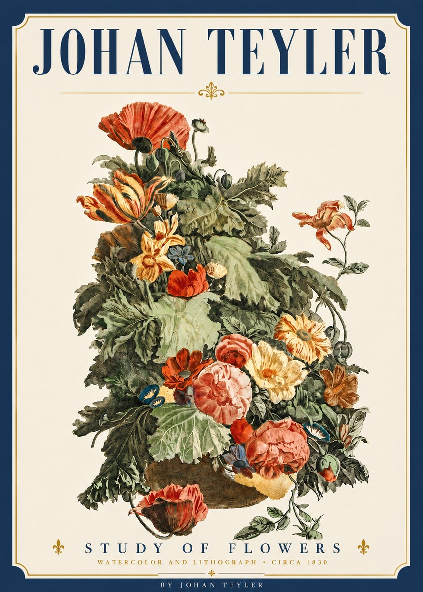Johan Teyler Study of Flowers No6 - Poster