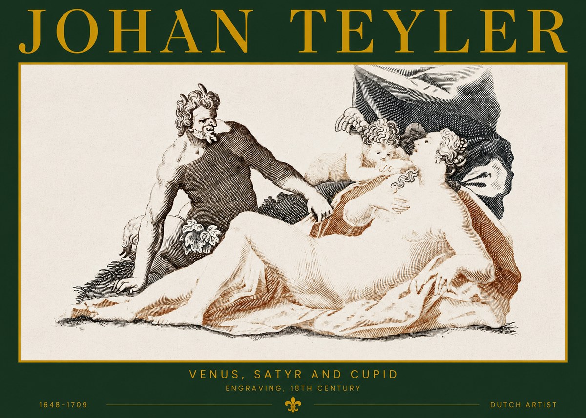 Johan Teyler Venus, Satyr and Cupid No2 - Poster