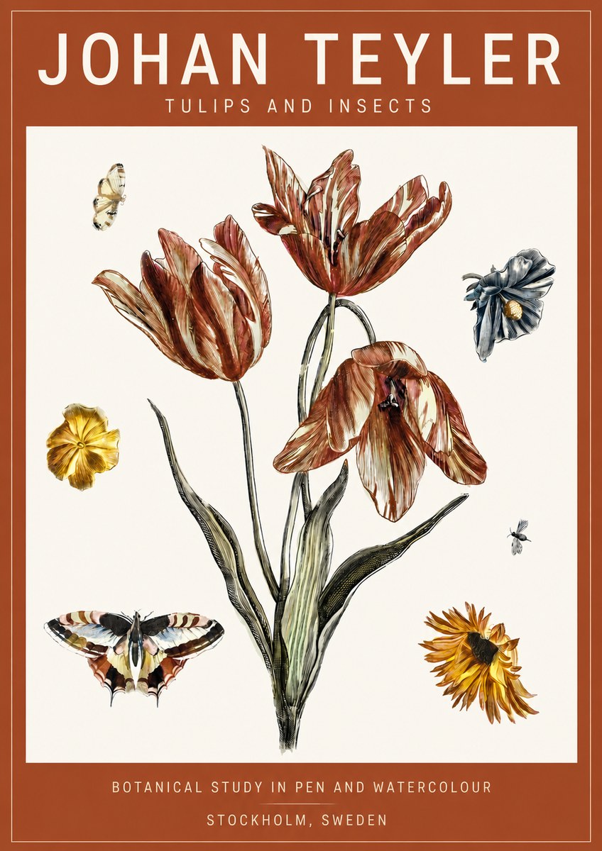 Johan Teyler Tulips and Insects No4 - Poster