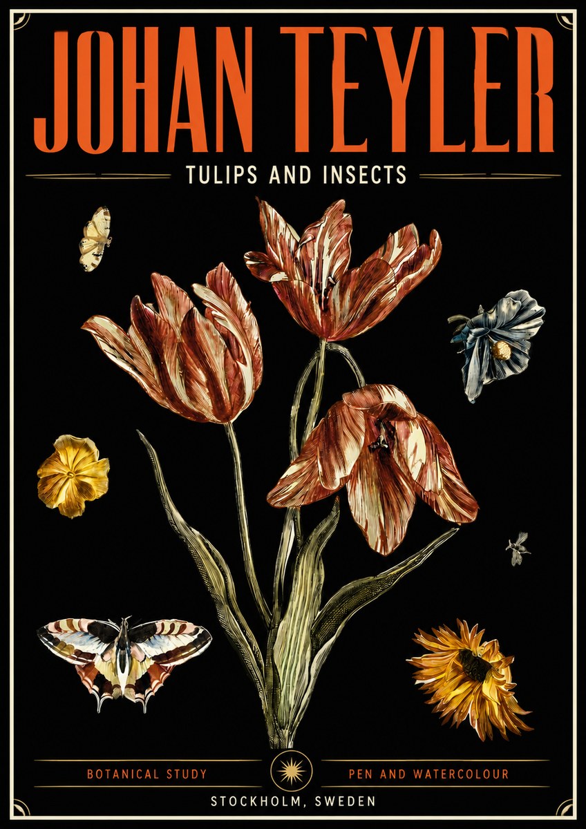 Johan Teyler Tulips and Insects No5 - Poster