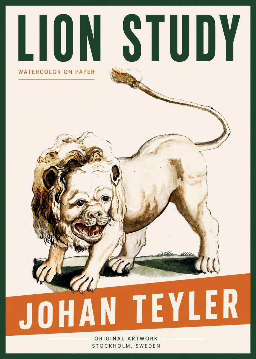 Johan Teyler Lion Study No5 - Poster