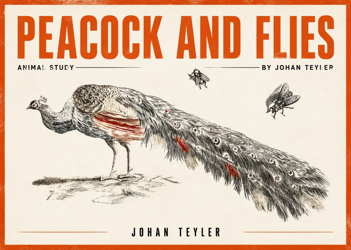 Johan Teyler Peacock and Flies - Animal Study No3 - Poster
