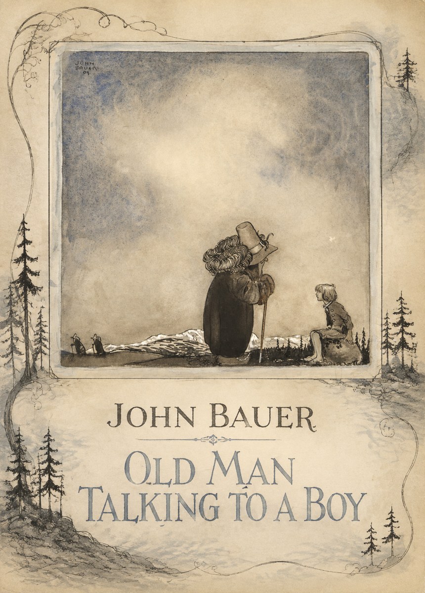 John Bauer Old Man Talking to a Boy No2 - Poster