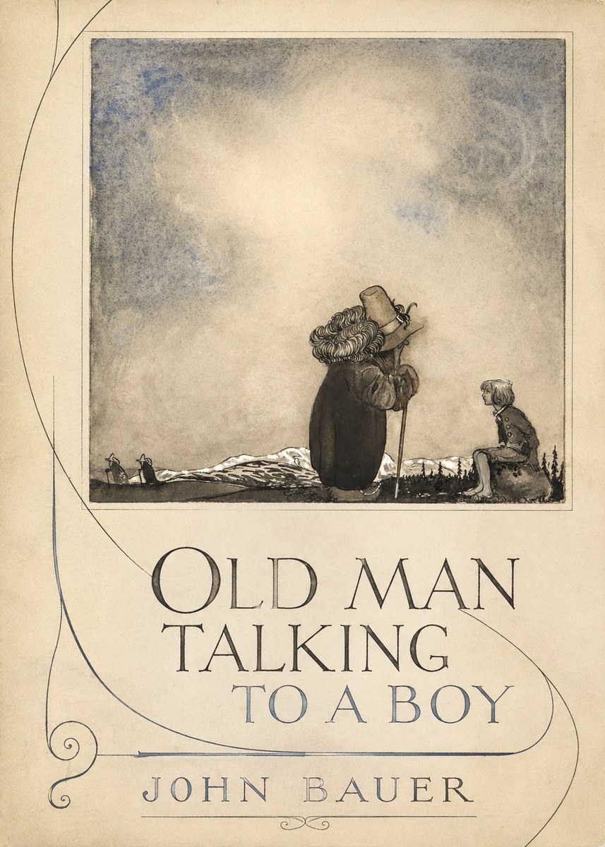 John Bauer Old Man Talking to a Boy No5 - Poster