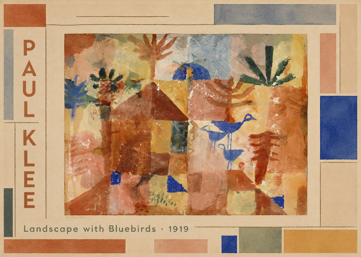 Paul Klee Landscape with Bluebirds No2 - Poster