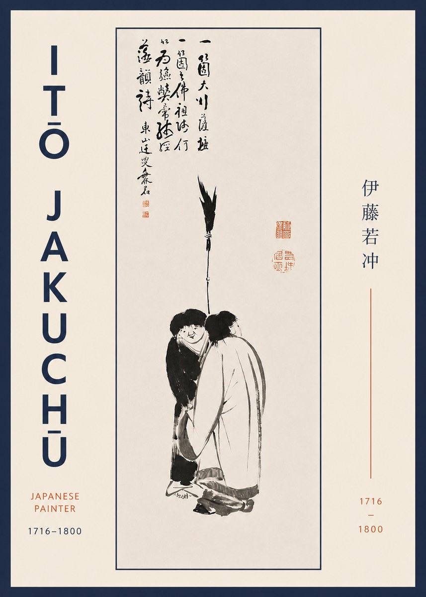 Itō Jakuchū Two Figures Holding a Staff No7 - Poster