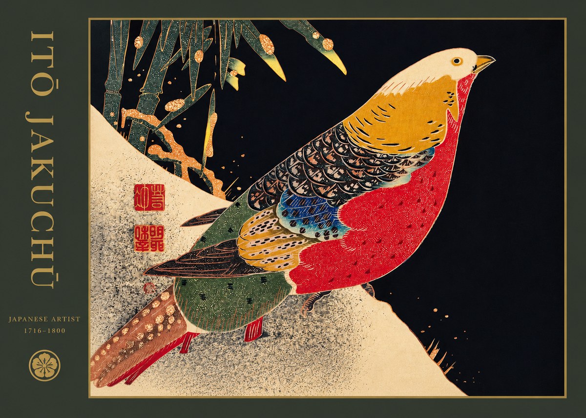 Itō Jakuchū Golden Pheasant and Bamboo No2 - Poster