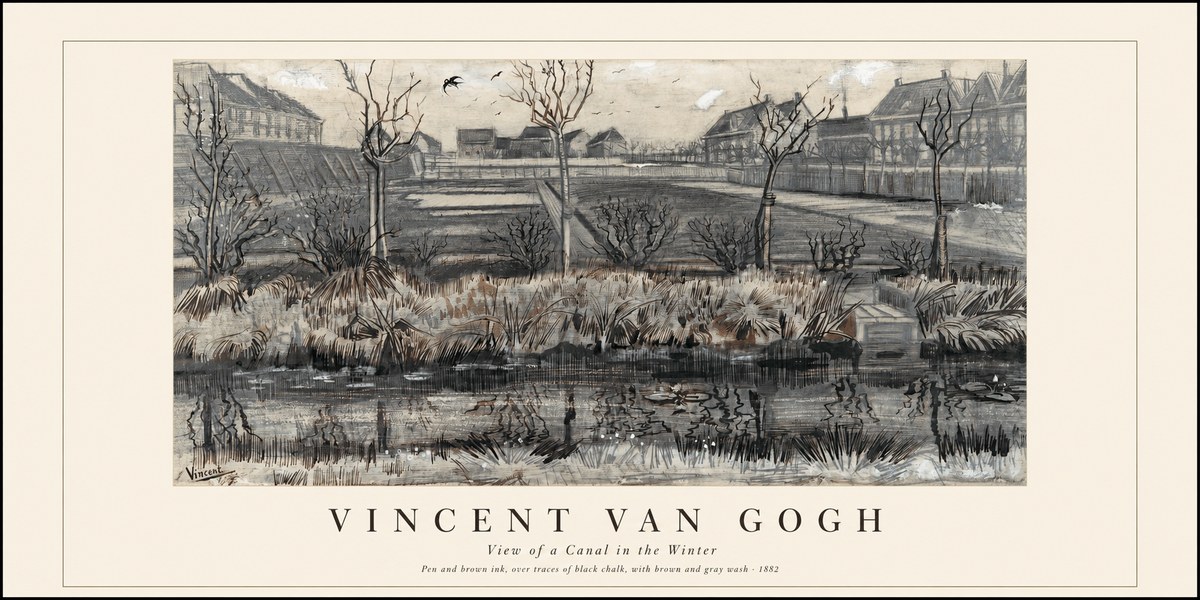 Van Gogh View of a Canal in the Winter No1 - Poster