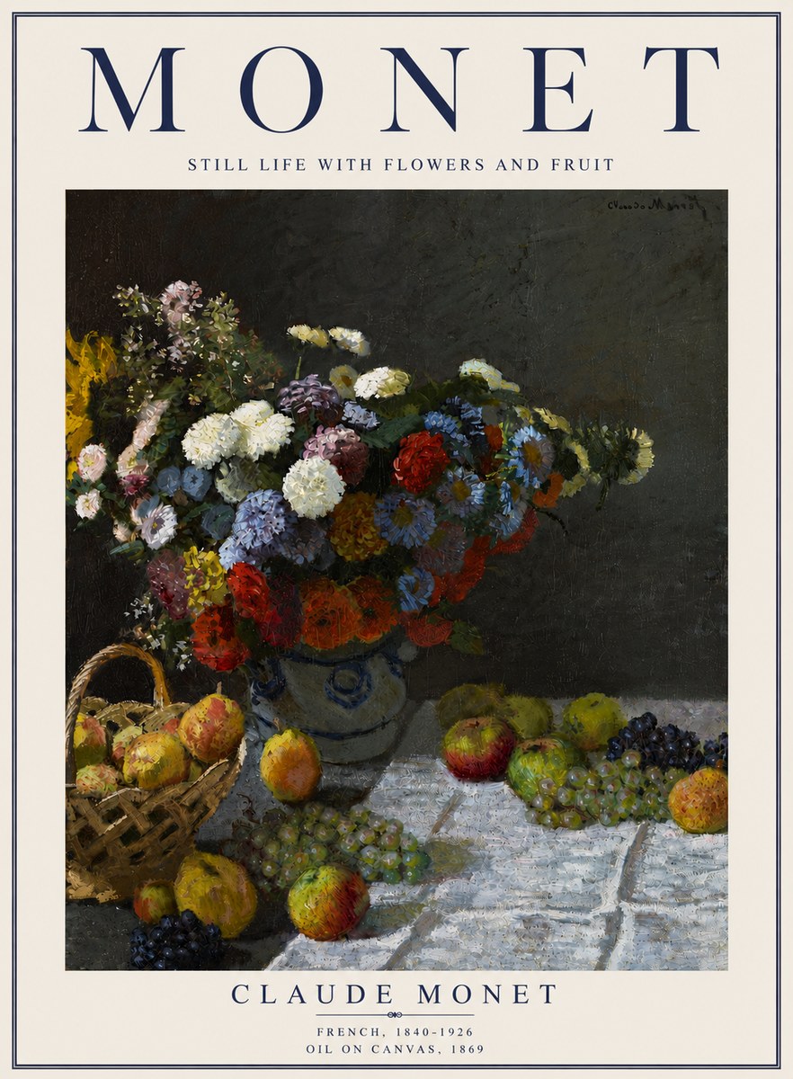 Monet Still Life with Flowers and Fruit No6 - Poster
