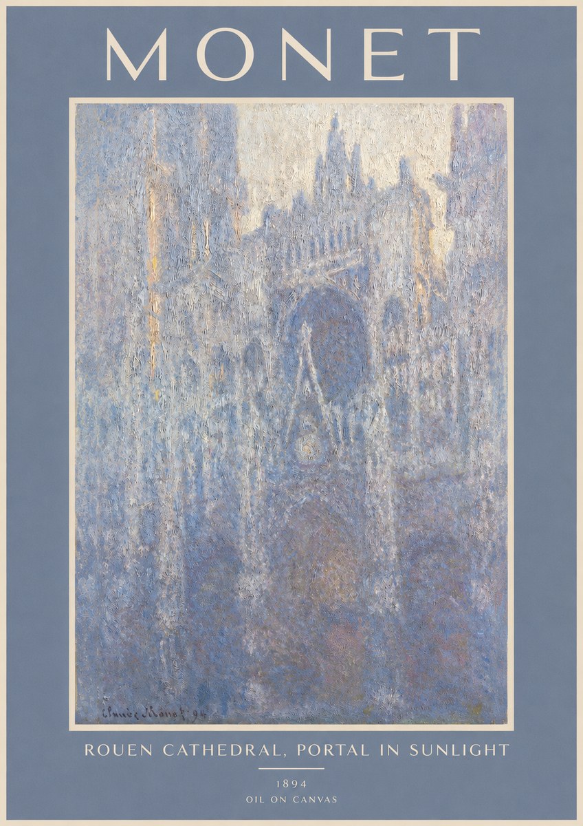Monet Rouen Cathedral, Portal in Sunlight No2 - Poster