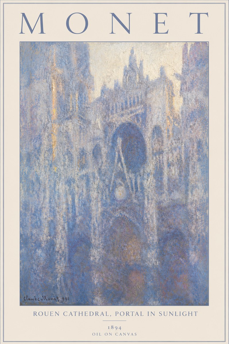 Monet Rouen Cathedral, Portal in Sunlight No6 - Poster