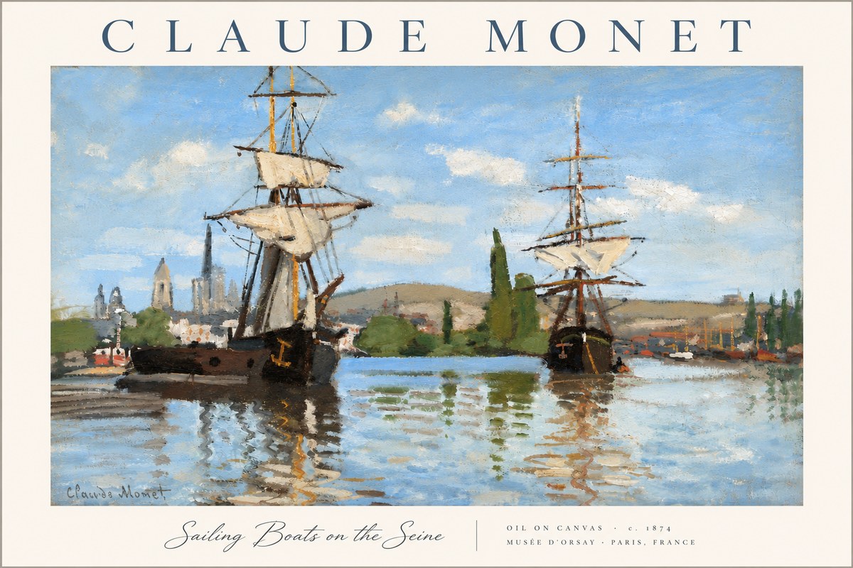 Monet Sailing Boats on the Seine No6 - Poster