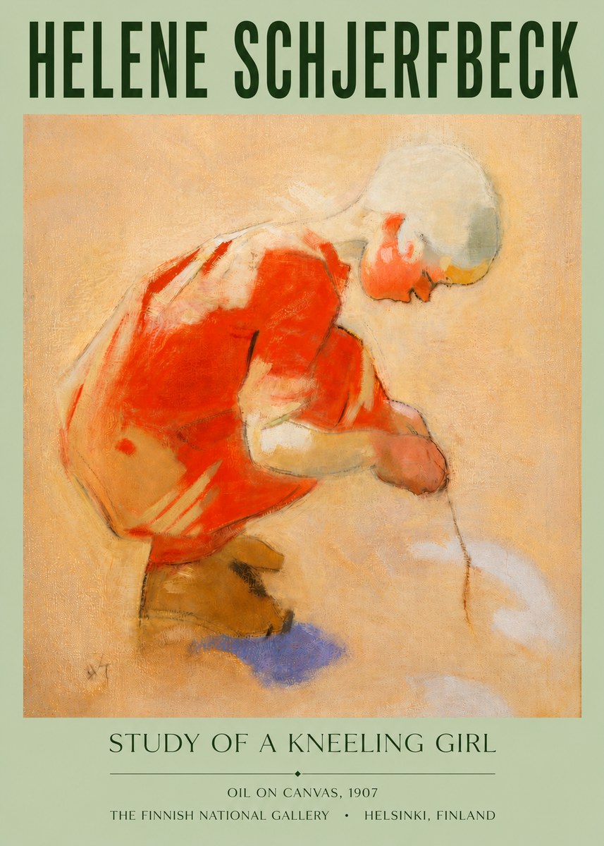 Helene Schjerfbeck Study of a Kneeling Girl No4 - Poster