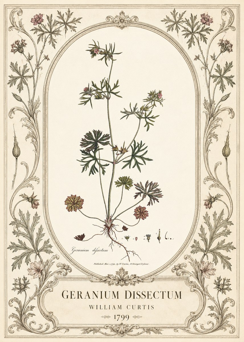 William Curtis Geranium Dissectum I No3 - Poster