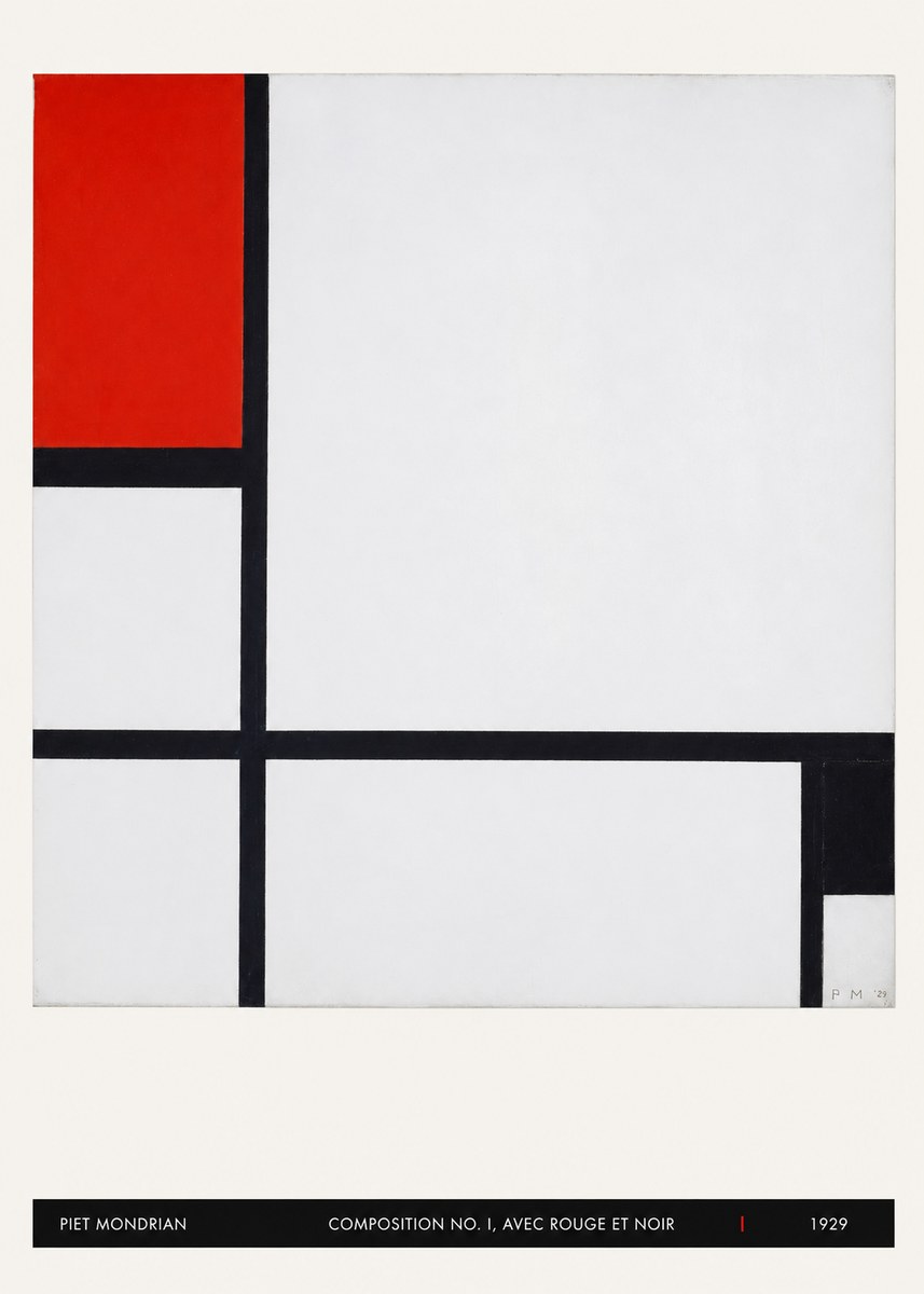 Piet Mondrian Composition No. I, Avec Rouge Et Noir No5 - Poster