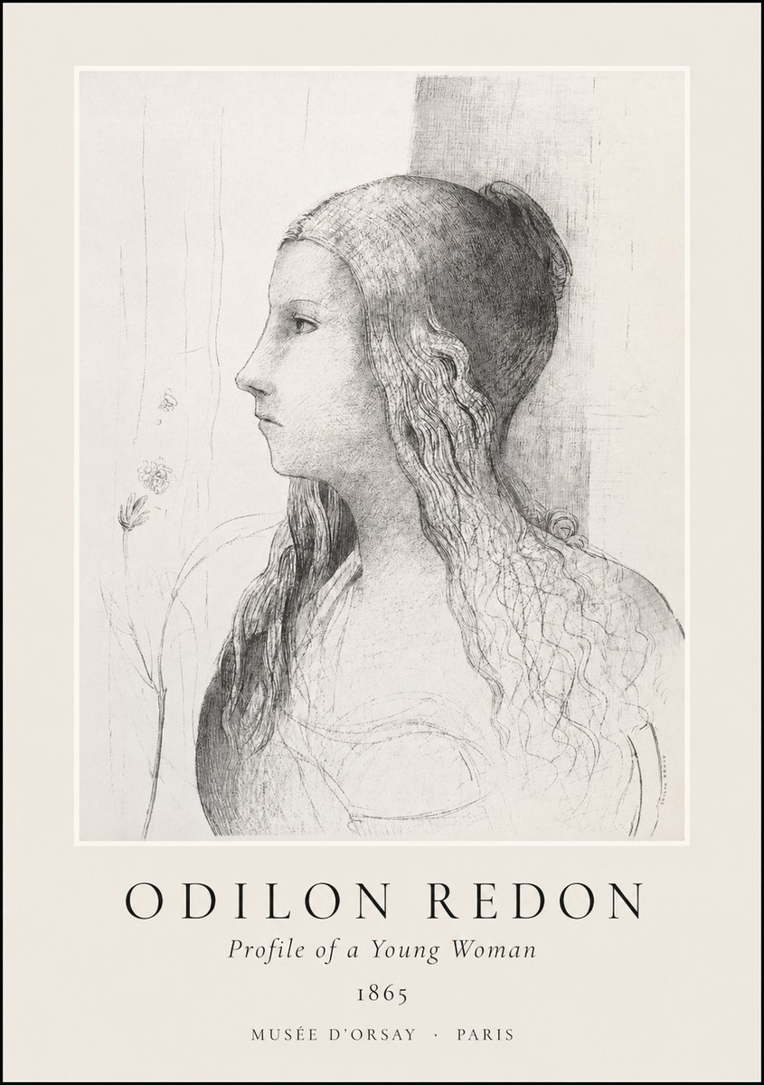 Odilon Redon Profile of a Young Woman No1 - Poster