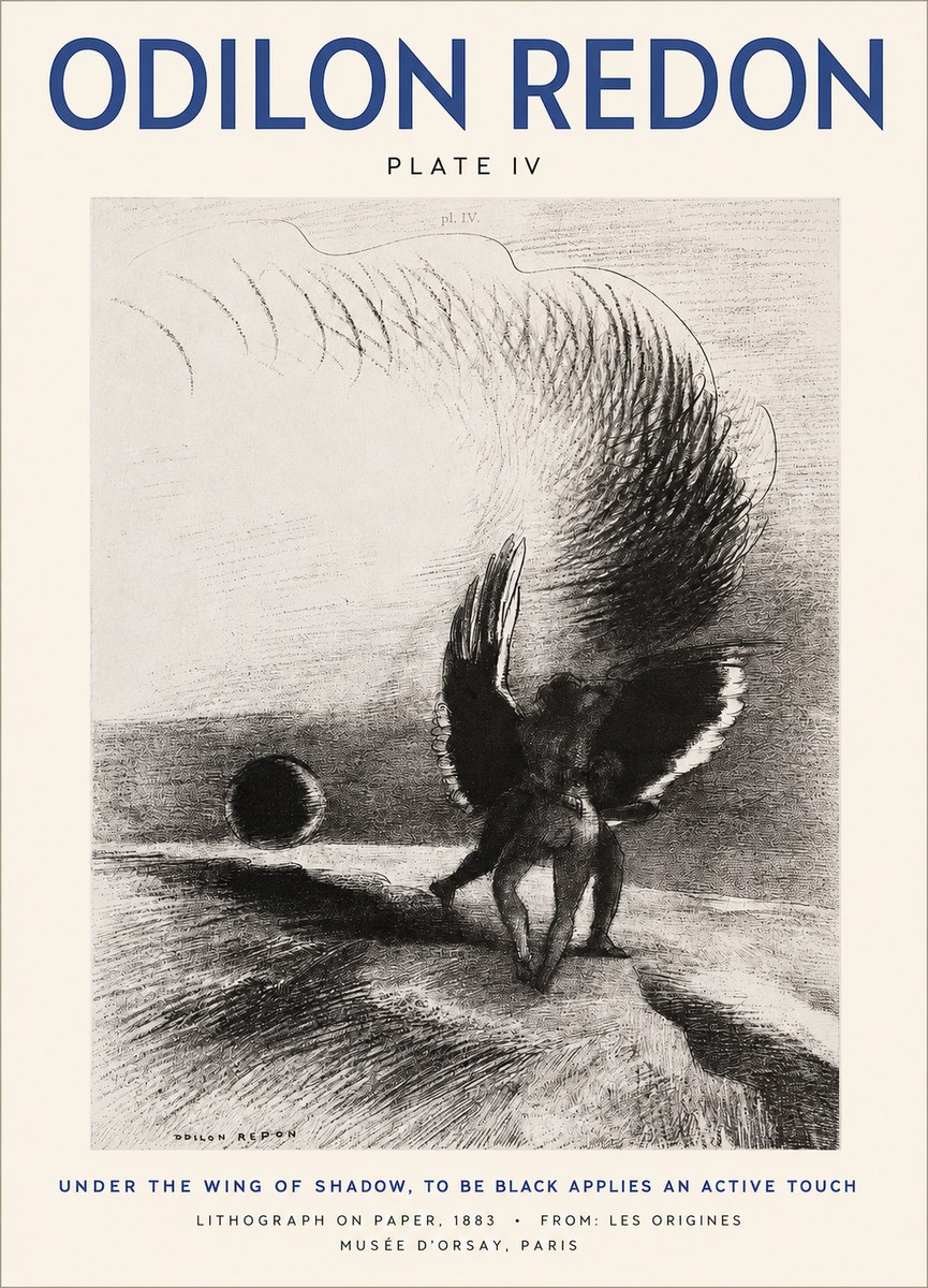 Odilon Redon Sous L'aile D'ombre L'être Noir Appliquait Une Active Morsure Plate Iv No2 - Poster