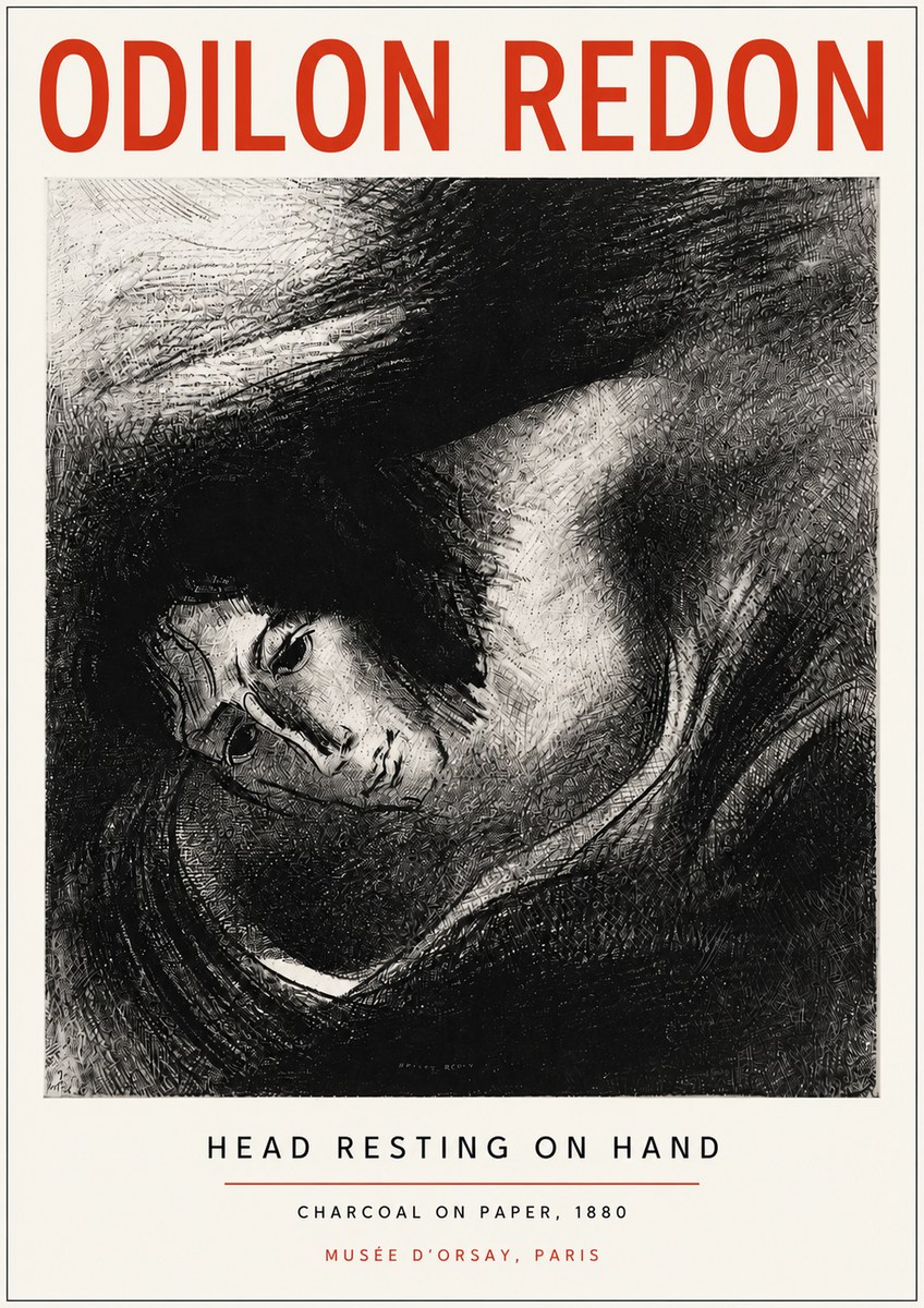 Odilon Redon Head Resting on Hand No3 - Poster
