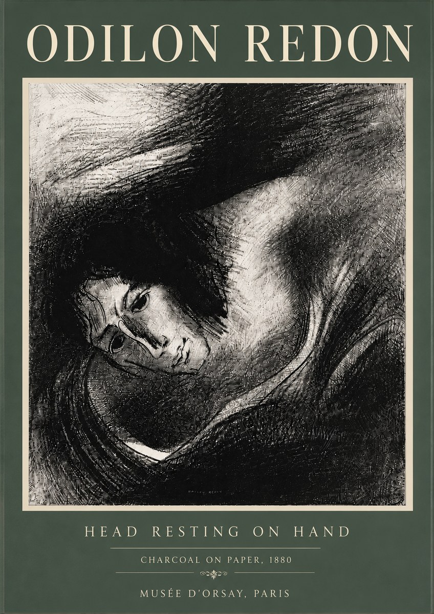 Odilon Redon Head Resting on Hand No6 - Poster