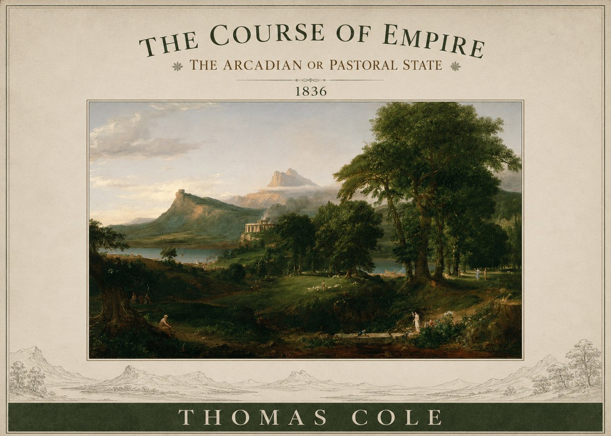 Thomas Cole The Course of Empire - the Arcadian or Pastoral State No3 - Poster