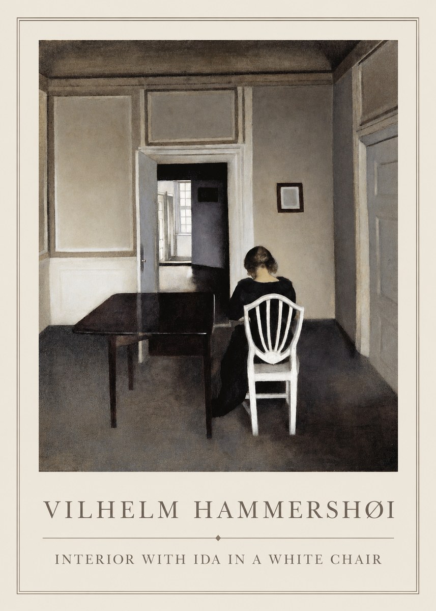 Vilhelm Hammershøi Interior with Ida in a White Chair No1 - Poster