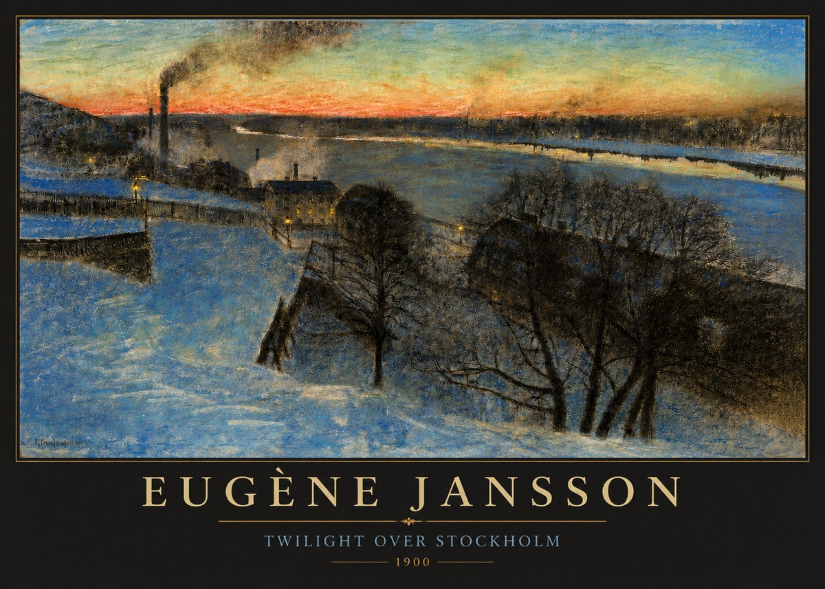 Eugène Jansson Twilight over Stockholm No3 - Poster