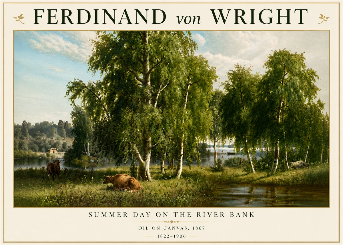 Ferdinand von Wright Summer Day on the River Bank No6 - Poster