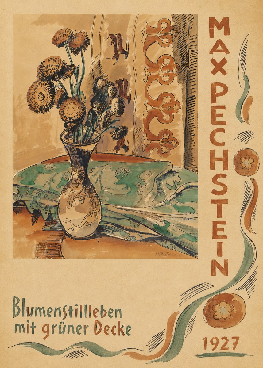 Max Pechstein Blumenstillleben Mit Grüner Decke No4 - Poster