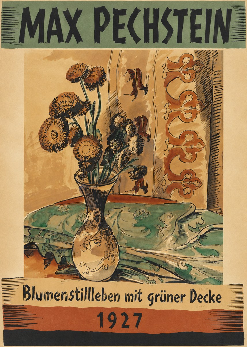 Max Pechstein Blumenstillleben Mit Grüner Decke No5 - Poster