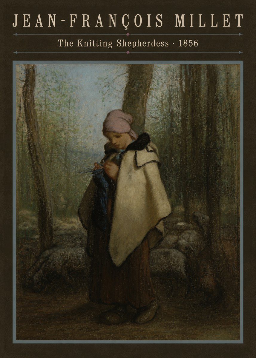 Jean-François Millet The Knitting Shepherdess · 1856 No6 - Poster