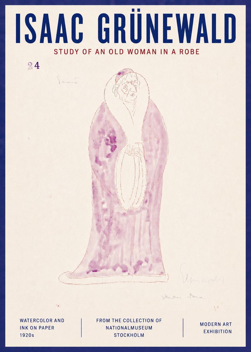 Isaac Grünewald Study of an Old Woman in a Robe No5 - Poster