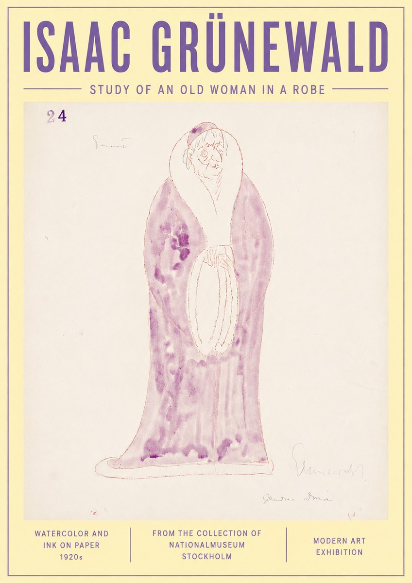 Isaac Grünewald Study of an Old Woman in a Robe No6 - Poster