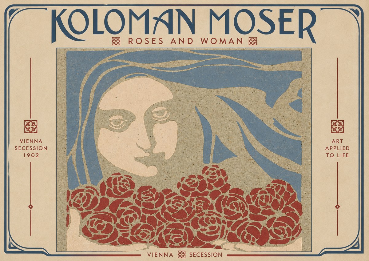 Koloman Moser Roses and Woman No4 - Poster