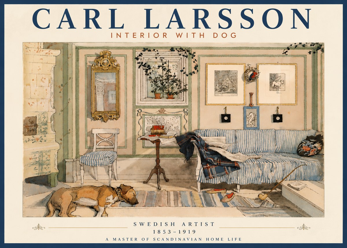 Carl Larsson Interior with Dog No6 - Poster